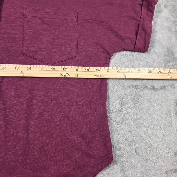Pact Top Womens Medium Burgundy Organic Cotton Oversized Boxy Casual Button Up - Picture 6 of 7